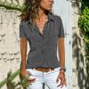 2026Ebay Aliexpress Wish Amazon Europeo y Americano Verano y Otoño Nuevas Camisas de Mujer con Solapa Camisas de Manga Corta para Mujer
