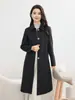 Abrigo de cachemira de doble cara de longitud media para mujer de otoño e invierno, gabardina de lana de alta gama hasta la rodilla con cuello de solapa