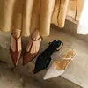 2026 Nuevas Sandalias Vintage Estilo Old Money Cómodas con Tacón de Aguja Puntiagudo Hechas de Piel de Oveja de Primera Capa 5cm Zapatos Hechos a Mano para Mujer