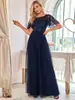 Comercio Exterior Nuevo Elegante Vestido de Noche Lentejuela Bordado Talla Grande Fiesta Vestido de Mujer Malla Dobladillo Amplio Vestido de Banquete