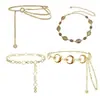 Cadena de cintura transfronteriza de Amazon con colgantes redondos, Vestido decorativo de chica de moda, Cinturón de metal elegante dorado y plateado, Versátil