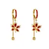 Pendientes de Hoja de Arce Roja y Circonita de Moda y Lujo, Pendientes de Nuevo Estilo con un Toque de Alta Gama, Joyería de Oreja de Flor de Cinco Pétalos Exquisita y Única