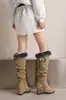 Botas Altas Nuevas Británicas 43 Otoño e Invierno Botas de Caña Baja Casuales Comercio Exterior Hebilla de Cinturón de Piel Cuña Botas de Mujer talla extra 40 Algodón