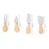 Venta Directa de Fábrica Cuchillo para Queso de Hornear Cortador de Queso Mango de Madera Gadget de Cocina Set de Cuchillo, Tenedor y Espátula para Queso de Acero Inoxidable
