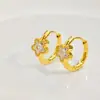 Pendientes Versátiles Ins Europeos y Americanos Flor Multicolor Circonita Dulce Nicho Acero de Titanio Incrustado de Diamantes Pendientes para Mujer