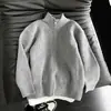 Suéter Cleanfit cinza com zíper para homens, jaqueta cardigã de malha casual para outono e inverno, jaqueta estilosa de alta qualidade