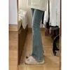 Jeans Acampanados Azules con Dobladillo Deshilachado para Mujer, Forro Polar de Invierno, Tallas Grandes, Tiro Alto, Adelgazantes, Cuerpo Forma de Pera, Pantalones Elásticos