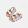 Sandalias de niña con velcro y pedrería, sin cordones, 2026 Verano, Nuevo estilo coreano, Casual, Versátiles, Bidireccionales, Zapatos de playa