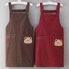 Nuevo delantal de cocina tela gruesa vieja moda femenina tareas del hogar cocina transpirable poliéster algodón cintura trabajo hombres lote pelo