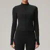 Lulu estilo similar cierre cremallera ajustado manga larga chaqueta yoga mujer correr ropa fitness secado rápido transpirable top deportivo chaqueta