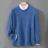 Nova coleção outono e inverno: Suéter 100% lã para homens, gola redonda, espesso, casual, versátil, top de malha para usar por baixo