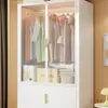 Armario de Acero Dormitorio Hogar Alquiler a Prueba de Polvo Hierro Metal Estante de Armario Armario para Bebé Gabinete de Almacenamiento con Puerta