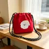Bolso cruzado pequeño de nailon bordado, simple y versátil, una bolsa de teléfono de cordón, de nicho y portátil, con gran capacidad y cierre de cordón, hecho de lona