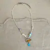 Colar Corda Estrela-do-mar Disco Voador Planeta Pingente de Óleo Gota Mulher Fofo Divertido Moda Fofa Doce Versátil Corrente de Colar Elegante Corrente da Clavícula