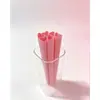 Canudo Descartável em Formato de Coração Rosa Criativo Reto Material de PP de Grau Alimentício Para Chá de Bolha Suco Festa Casamento
