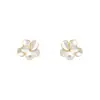 Pendientes de Esmalte con Perlas Florales Estilo Francés, Pendientes de Pétalos de Alta Gama y Elegantes, Diseño de Nicho de Lujo Ligero, Pendientes de Alta Gama
