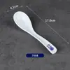 Melamina azul y blanco tazón pequeño comercial catering comedor comida rápida tazón de arroz tazón de porcelana tazón de sopa vaso de plástico cuchara vajilla