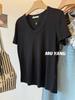 Amo Roupas tão Confortáveis! Camiseta Básica de Manga Curta com Gola U em Lã Lyocell para Mulheres Cor Pura Versátil