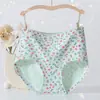Ropa Interior de Algodón Puro para Mujer, de Cintura Alta, Estampado Floral, Cómodas y Transpirables Bragas Triángulo para Mujeres de Mediana Edad, Comercio Transfronterizo