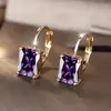 Pendientes de Piedra Preciosa Rectangular Multicolor Rongxing Transfronterizos, Montura de Cuatro Garras, Diseño Simple, Pendientes para Mujer para Mercados Internacionales