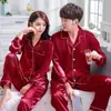 Pijama de Pareja de Fábrica para Primavera y Otoño, Verano para Mujer de Seda de Hielo Fina, para Hombre de Seda Simulada, Manga Larga y Corta, Conjunto de Ropa para el Hogar