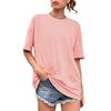 Amazon desea comercio exterior transfronterizo Europa y Estados Unidos 2024 verano nuevo talla grande holgada color sólido cuello redondo manga corta camiseta mujer