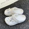 Sandalias Baotou antideslizantes informales con agujeros para mujer, suela gruesa de EVA, estilo fresco y oscuro, con diamantes de primera calidad para exteriores