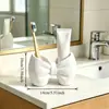 Soporte de cepillo de dientes eléctrico con forma de lazo transfronterizo, almacenamiento doble para pareja de escritorio, organizador de pasta de dientes y cepillo de dientes para lavabo, diseño creativo