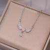 Collar Femenino Popular Corazón Alas de Ángel Ins Popular Mismo Estilo Diseño Nicho Zirconia Simple Cadena Clavícula