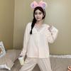 Pijama de pano amassado feminino primavera e outono fofo doce ins estilo calças de manga comprida mais 200 jin gordura mm roupas para casa