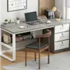 Escritorio de oficina simple con cajones, escritorio de computadora para casa de alquiler, escritorio de escritorio para dormitorio en casa, escritorio de estudio para escribir para estudiantes