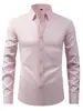 2026 Cross-Border Amazon Nova Camisa Masculina Manga Longa Lisa Slim Fit Tamanho Grande Moda Casual Cardigan Camisa para Homem