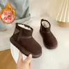 Botas de nieve para niños y niñas, botines de invierno nuevos 2026 engrosados para niños mayores, cálidos de media caña para exteriores