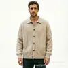 Suéter para Hombre 2026 Nuevo Patrón Trenzado de Moda, Cuello Solapa, Chaqueta Casual Holgada Vintage, Cárdigan de Punto Estilo Coreano para Hombre