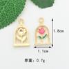 Hojas verdes goteo aceite aleación accesorios de joyería trébol de cuatro hojas rosa diy pulsera collar llavero colgante pequeño