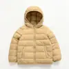 Chaqueta de plumón ligera con capucha de plumón de pato blanco para niños y niñas, ropa cálida acolchada de algodón para niños medianos y grandes, ropa de invierno para niños