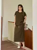 ALINDM Camiseta Casual de Verano Holgada de Manga Corta para Mujer Talla Grande 100kg Falda de Cintura Alta que Cubre el Vientre
