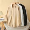 Nuevo Estilo Otoño Temprano 100kg Hermana Gorda Camisa Versátil Suelta Talla Grande Camisa Casual de Color Puro de Manga Larga para Mujer 4607