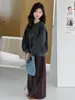 Conjunto de Dos Piezas para Niñas Mayores: Sudadera Holgada Estilo Coreano de Otoño y Pantalones de Pierna Ancha a Cuadros, Atuendo Casual de Moda para Otoño