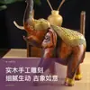 Par de Esculturas de Elefante em Madeira Maciça Yi Li Tai Guo Decorações Estilo Tailandês para Sala de Estar, Hall de Entrada, Armário de Vinho Presentes de Inauguração