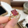 Anillo de Princesa de Rubí Realista Clásico Retro de Lujo Ligero Anillo de Diamante Chapado en Oro Rojo Chino de Año Nuevo Anillo de Boda Anillo para Mujer