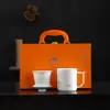 Set de regalo de tres piezas para taza de agua color jade, taza de oficina de porcelana blanca, taza de té de cerámica para el hogar, regalo de negocios para clientes