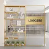 Imagen de la Empresa LOGOTIPO Divisor de Pantalla de Cristal Estante de Almacenamiento Escritorio de Recepción de Oficina Soporte de Exhibición de Productos Soporte Decorativo Bloqueador