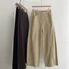 Pantalones cargo de algodón lavado para mujer, corte slim, tiro alto, pierna ancha, estilo otoño, semi-elásticos, casual