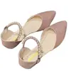 Versátil 2026 Primavera/Verão Novo Tira de Pérola Vazada Estilo Fada Francesa Bico Fino Plano Antiderrapante Moda Feminina Sapatos