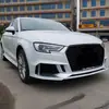 Adecuado para 17-20 Audi A3 Modificación y Mejora a Rs3 Kit de Carrocería Grande Cara Frontal A3 Rejilla Bumper Rs3