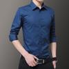 Camisa de manga comprida masculina estilo coreano slim fit primavera e outono roupas bonito cinza camisa masculina moda casual roupa formal polegadas roupas