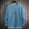 Camiseta masculina de manga longa casual solta, marca moderna estilo americano, para primavera, outono e inverno, blusa masculina, camiseta gola careca, moletom gola careca