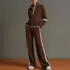 Outono 2026 Novo Conjunto Esportivo Europeu e Americano Moda Casual Cor Sólida Top + Calça Longa Conjunto de Duas Peças