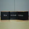 Conjunto Popular de 85 Latas Quadradas Pequenas com Tampa de Bambu para Chá e Café, Conjunto de Latas de Folha de Flandres, Lata de Chá de Caixa de Ferro
